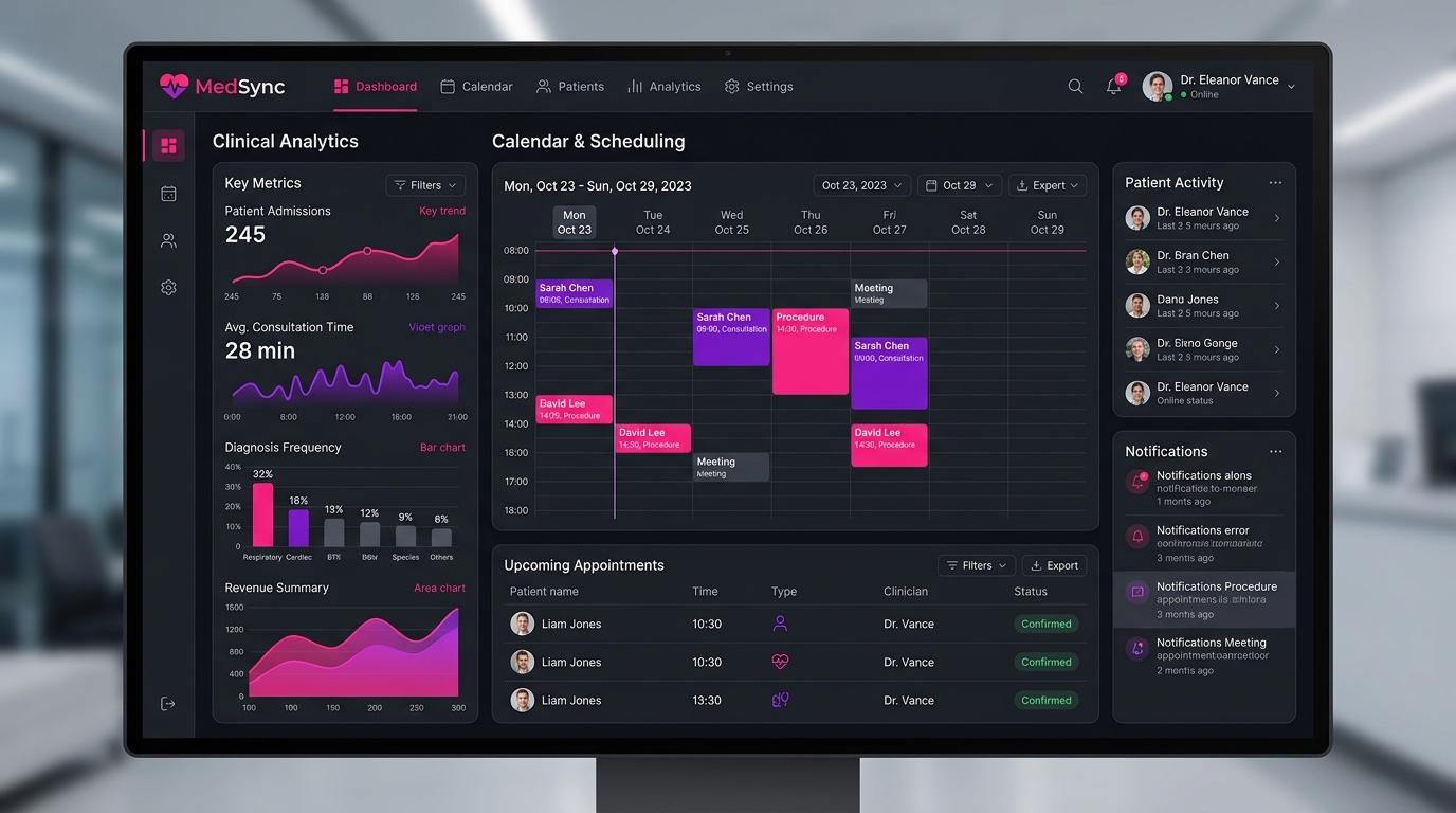 MediCare SaaS Clinical Dashboard Interface